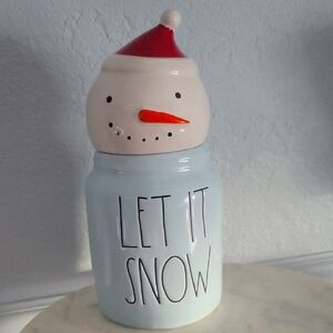 Charming Snowman Cookie Jar with Red Hat